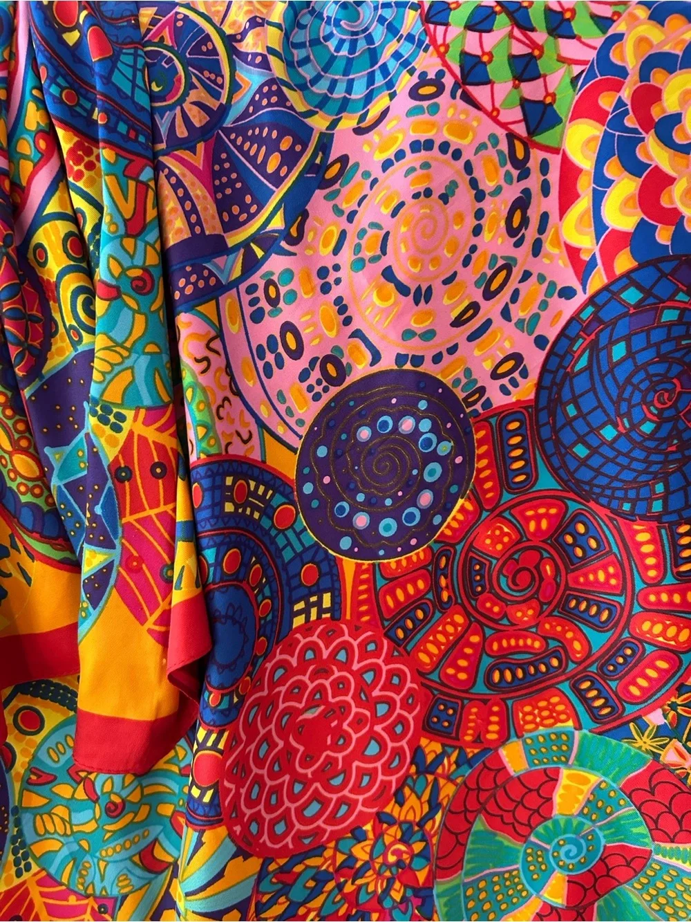 Vibrant Multicolor Women's 100% Silk Scarf/Wrap - Bold Print
